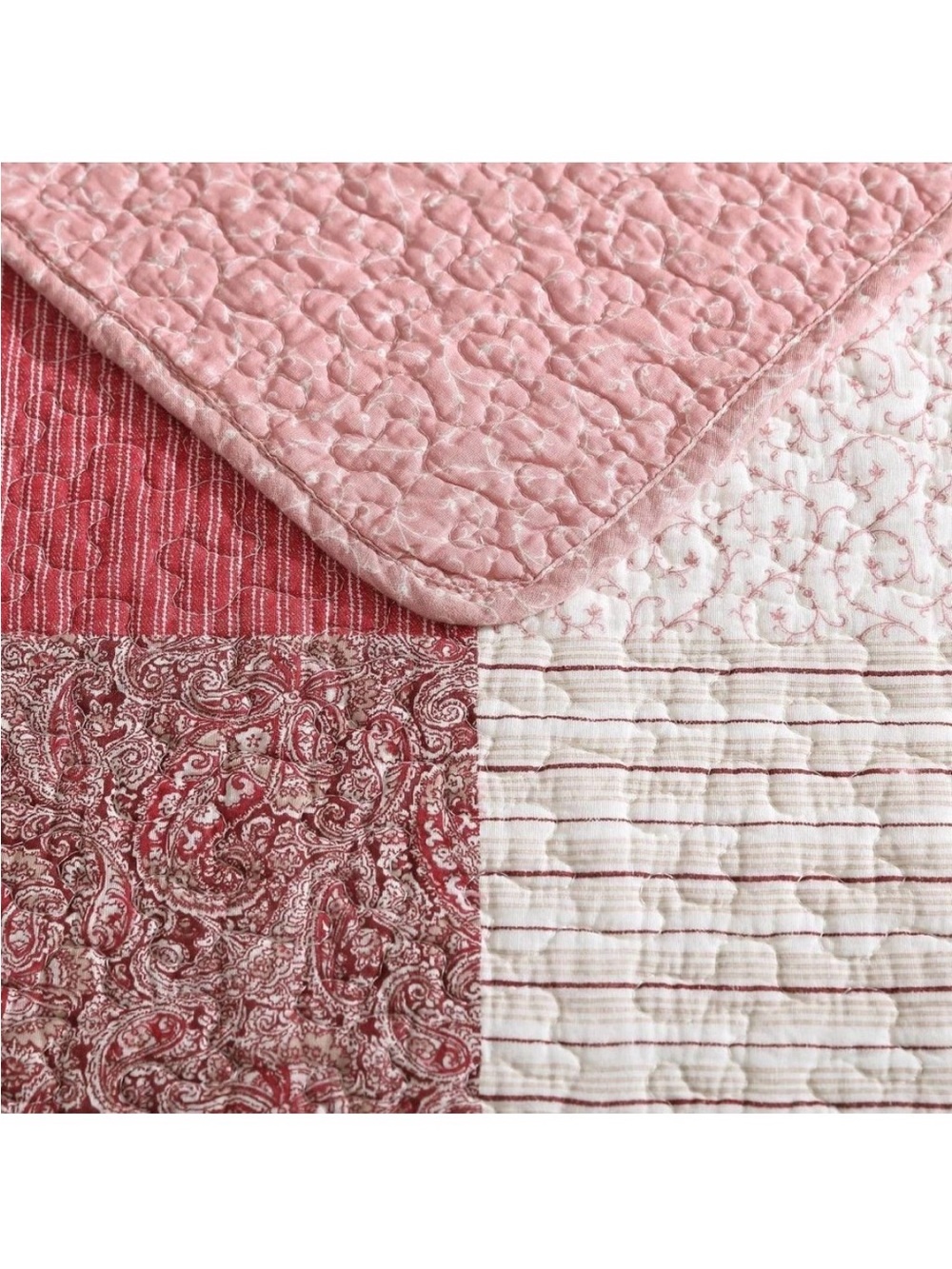 Gorgeous Laura Ashley King Celina Patchwork Quilt Red Floral ~ Vintage Inspired - Picture 12 of 13